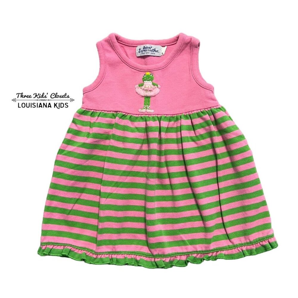 Orient Expressed 18m Pink & Green Ballerina Frog Appliqué Dress